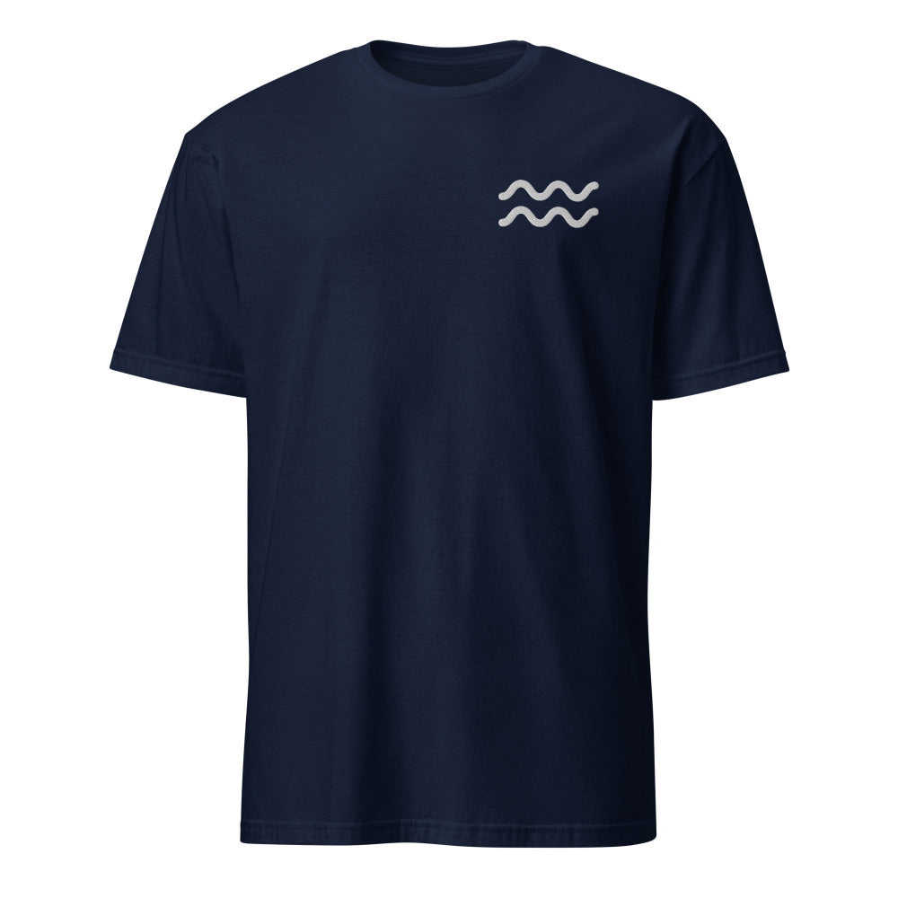 Aquarius Zodiac Embroidered TShirt - Navy Color - https://ascensionemporium.net